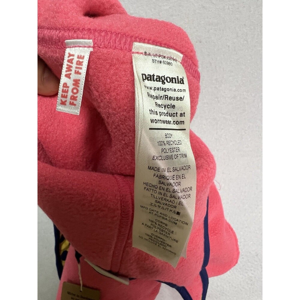 Patagonia Kids Baby Synchilla 1 Piece Fleece Overalls Adjustable Straps 3T Pink - Picture 5 of 7